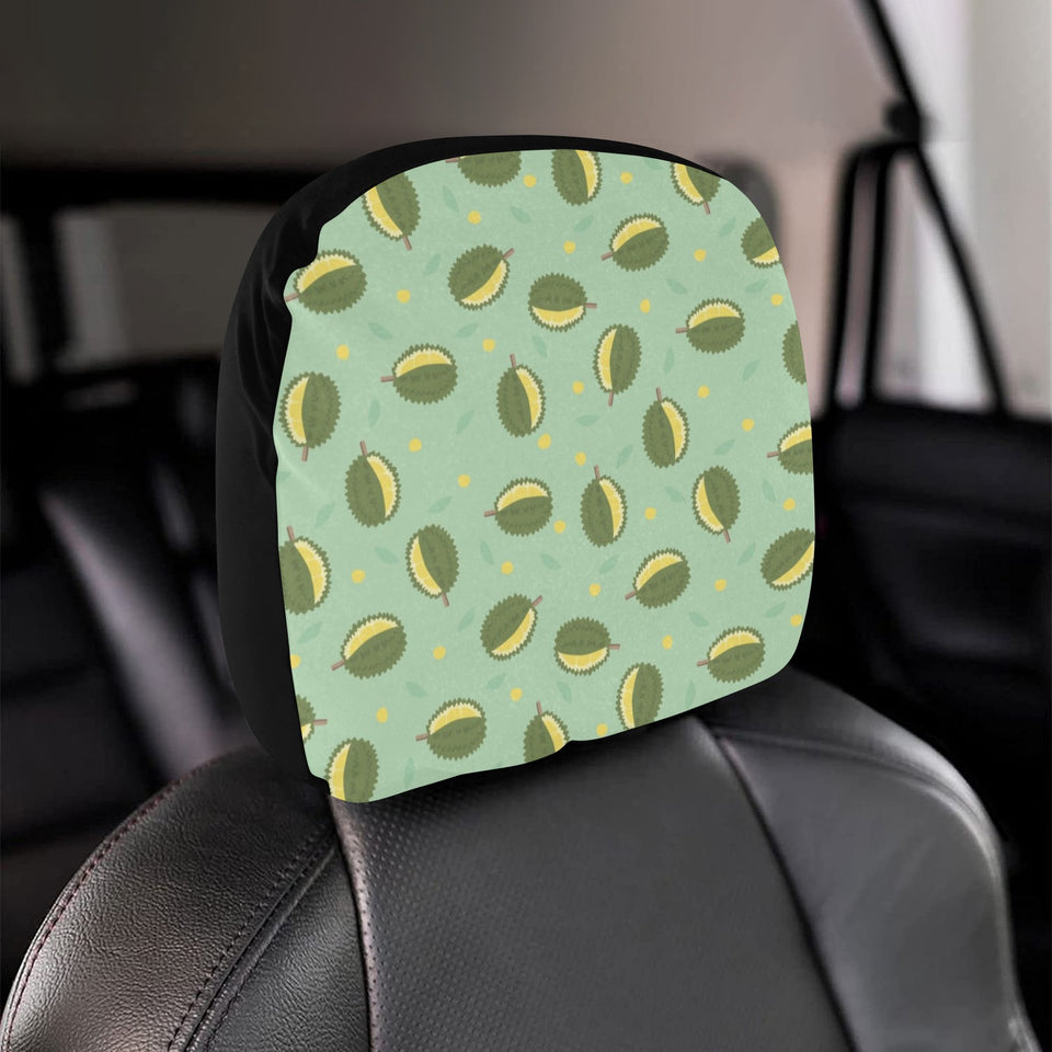 Durian Pattern Green Background Car Headrest Cover