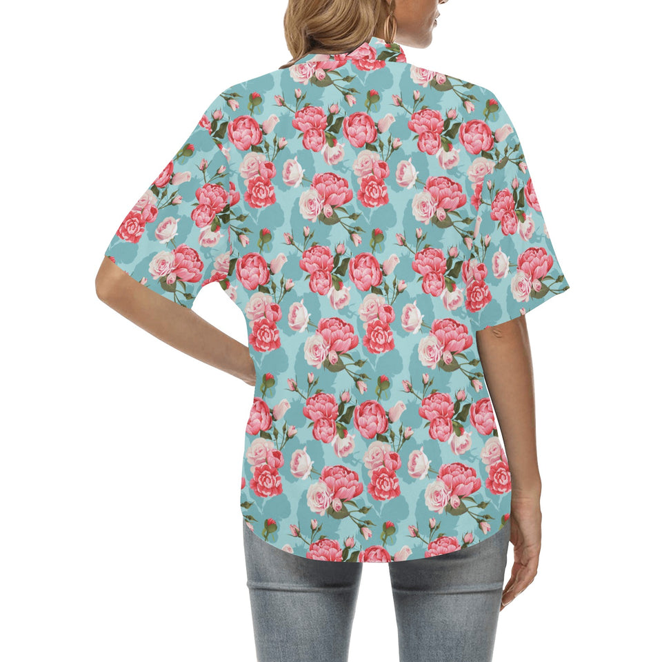 Rose Pattern Print Design 03 Women's All Over Print Hawaiian Shirt