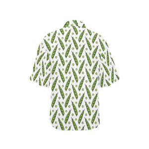 Green Peas Pattern Print Design 03 Women's All Over Print Hawaiian Shirt