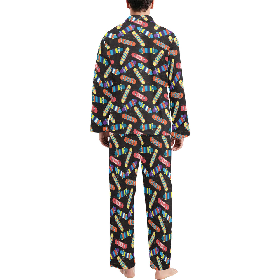 Skate Board Pattern Print Design 02 Men's Long Pajama Set