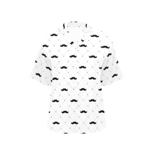 Mustache Beard Pattern Print Design 04 Women's All Over Print Hawaiian Shirt