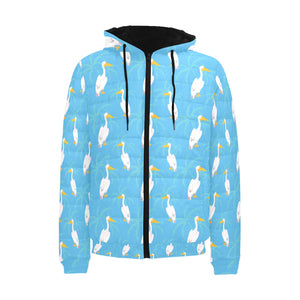 Pelican Pattern Print Design 02 Men's Padded Hooded Jacket(ModelH42)