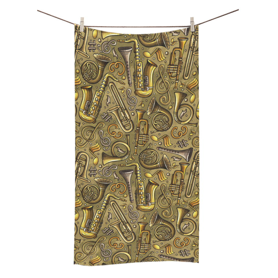 Saxophone Gold Pattern Bath Towel