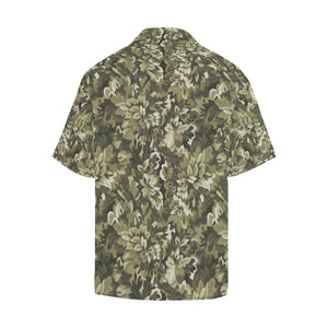 Green Camo Camouflage Flower Pattern Men's All Over Print Hawaiian Shirt