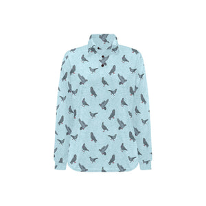 Pigeon Pattern Print Design 02 Women's Long Sleeve Polo Shirt