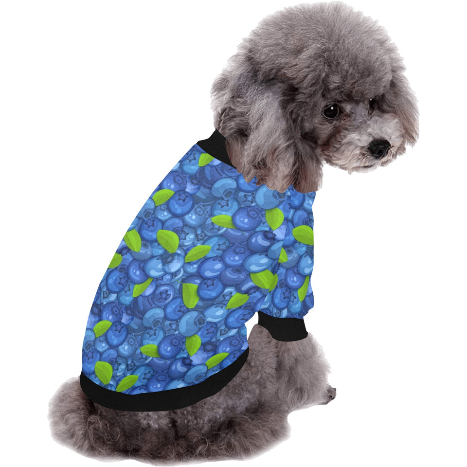 Blueberry Pattern Background All Over Print Pet Dog Round Neck Fuzzy Shirt