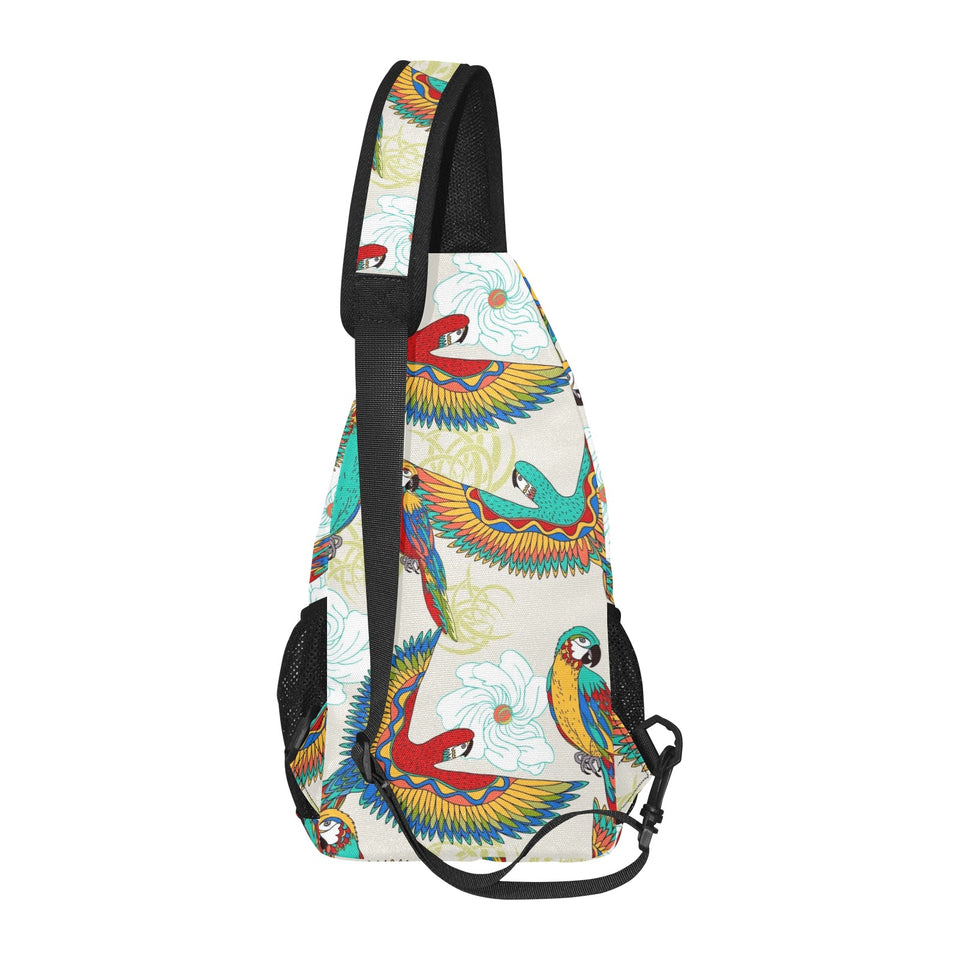 Parrot Flower Pattern All Over Print Chest Bag
