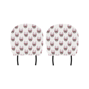 French Bulldog Heart Sunglass Pattern Car Headrest Cover