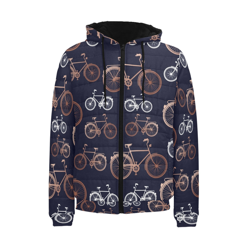 Bicycle Pattern Print Design 01 Men's Padded Hooded Jacket(ModelH42)