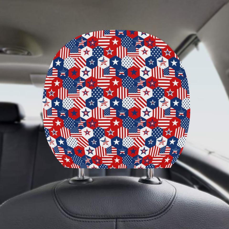 USA Star Hexagon Pattern Car Headrest Cover