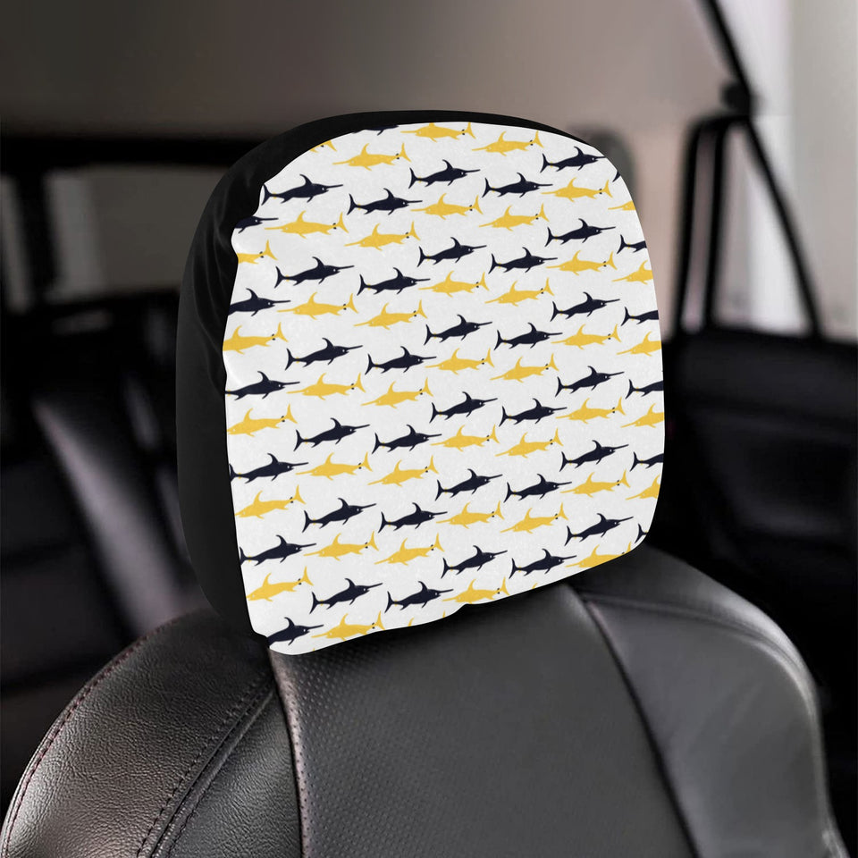 Swordfish Pattern Print Design 05 Car Headrest Cover