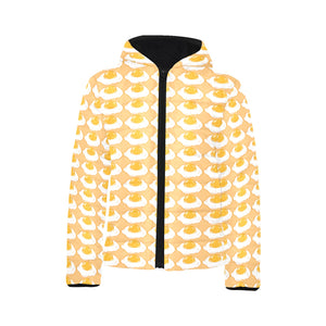 Fried Eggs Pattern Print Design 04 Kids' Boys' Girls' Padded Hooded Jacket