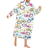 Bicycle Pattern Print Design 02 Blanket Robe with Sleeves