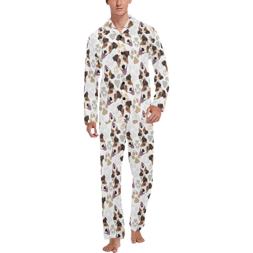 Jack Russel Pattern Print Design 05 Men's Long Pajama Set