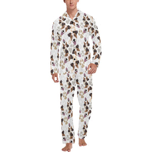 Jack Russel Pattern Print Design 05 Men's Long Pajama Set