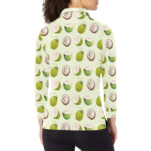 Coconut Pattern Print Design 04 Women's Long Sleeve Polo Shirt