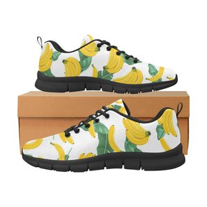 Banana and Leaf Pattern Men's Sneakers Black