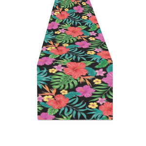 Hibiscus Pattern Print Design 01 Table Runner