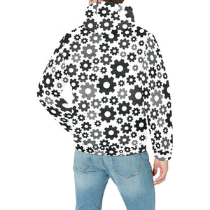 Gear Pattern Print Design 01 Men's Padded Hooded Jacket(ModelH42)