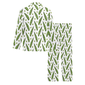 Green Peas Pattern Print Design 03 Men's Long Pajama Set