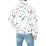 Surfboard Pattern Print Design 01 Men's Padded Hooded Jacket(ModelH42)