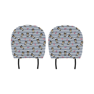 Dachshund Anchor Navy Blue Pattern Car Headrest Cover