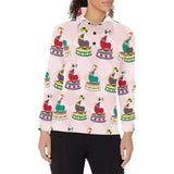 Colorful Sea Lion Pattern Women's Long Sleeve Polo Shirt