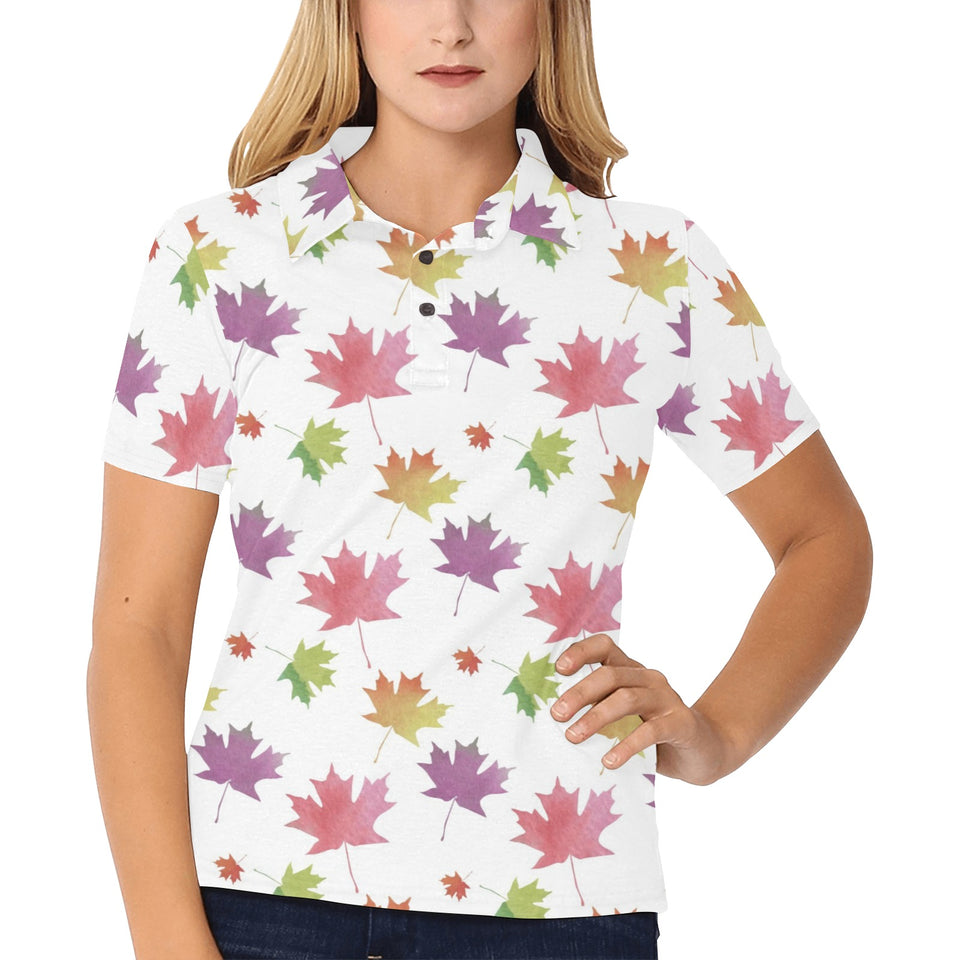 Maple Leaves Pattern Women's All Over Print Polo Shirt