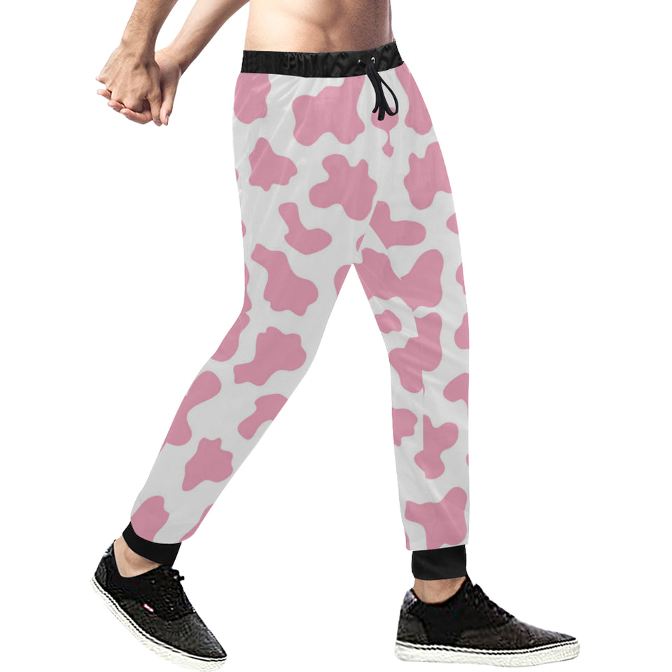 Pink Cow Skin Pattern Unisex Casual Sweatpants