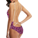 Pink Leopard Skin texture Pattern Women's One-Piece Swimsuit