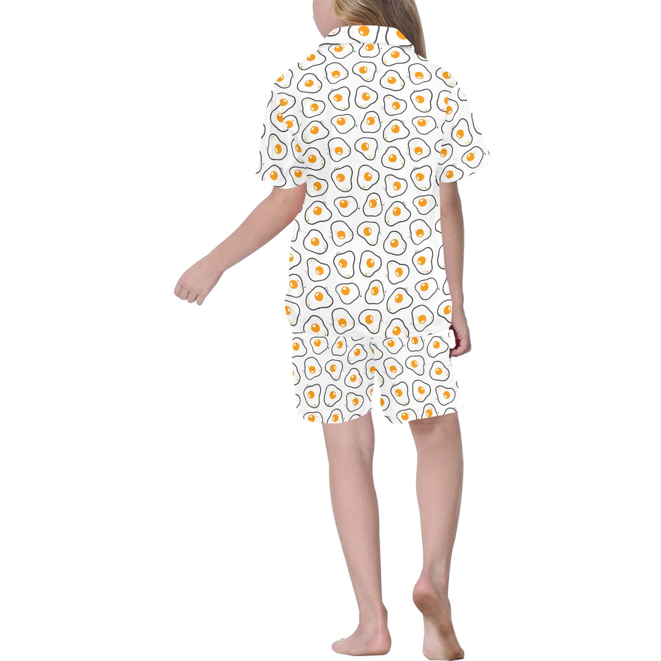 Fried Eggs Pattern Print Design 05 Kids' Boys' Girls' V-Neck Short Pajama Set