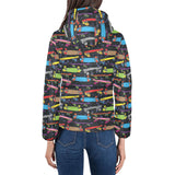 Skate Board Pattern Print Design 03 Women's Padded Hooded Jacket