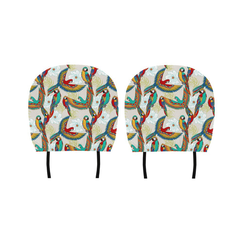 Parrot Flower Pattern Car Headrest Cover