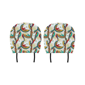 Parrot Flower Pattern Car Headrest Cover