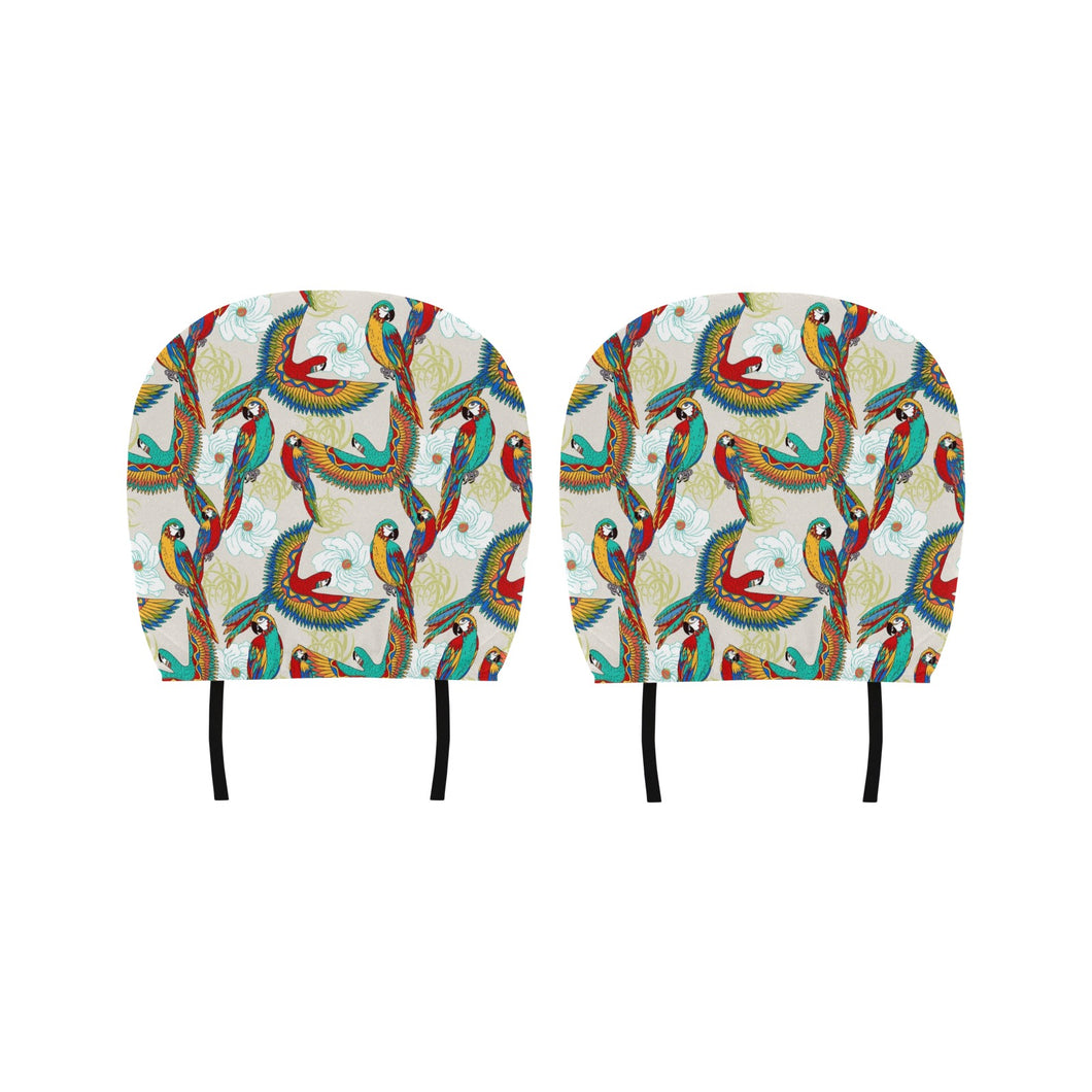 Parrot Flower Pattern Car Headrest Cover