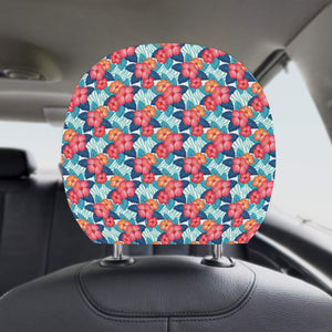 Hibiscus Pattern Print Design 05 Car Headrest Cover