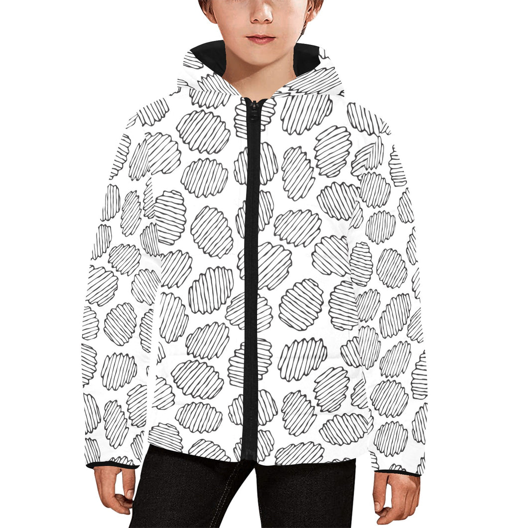 Potato Chips Pattern Print Design 03 Kids' Boys' Girls' Padded Hooded Jacket