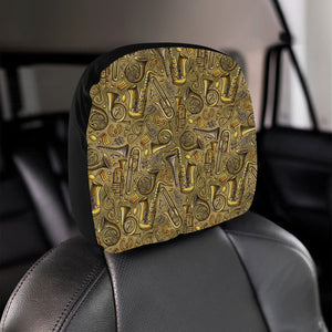 Saxophone Gold Pattern Car Headrest Cover