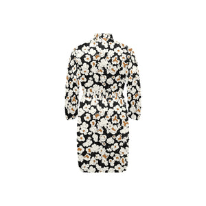 Popcorn Pattern Print Design 02 Men's Long Sleeve Belted Night Robe