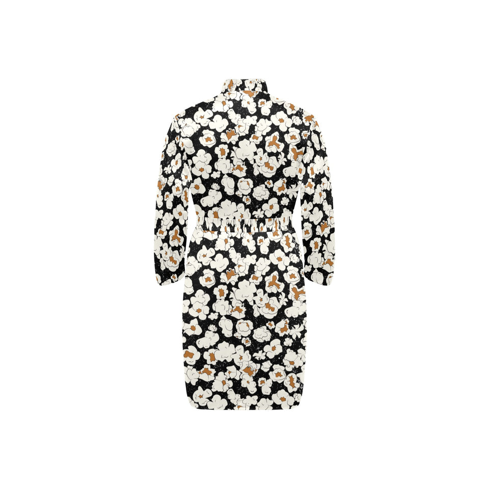 Popcorn Pattern Print Design 02 Men's Long Sleeve Belted Night Robe