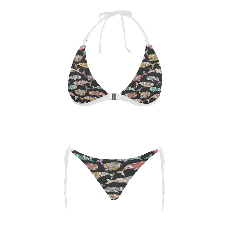 Whale Flower Tribal Pattern Sexy Bikinis Two-Pieces Swimsuits