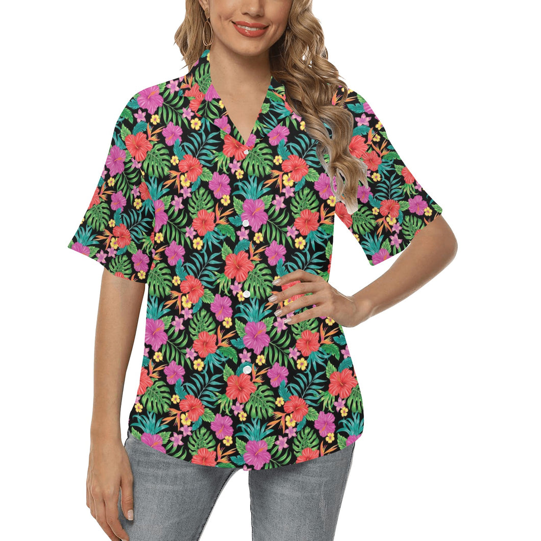 Hibiscus Pattern Print Design 01 Women's All Over Print Hawaiian Shirt