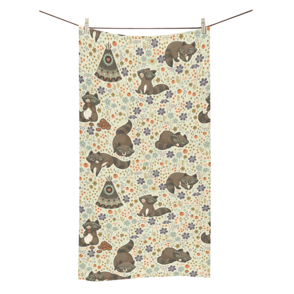 Raccoon Pattern Bath Towel