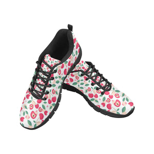 Cherry Heart Pattern Men's Sneakers Black