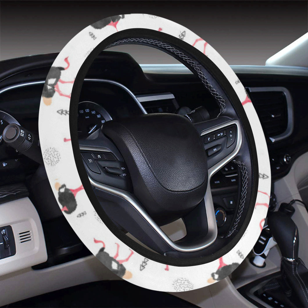 Ostrich Pattern Print Design 02 Car Steering Wheel Cover
