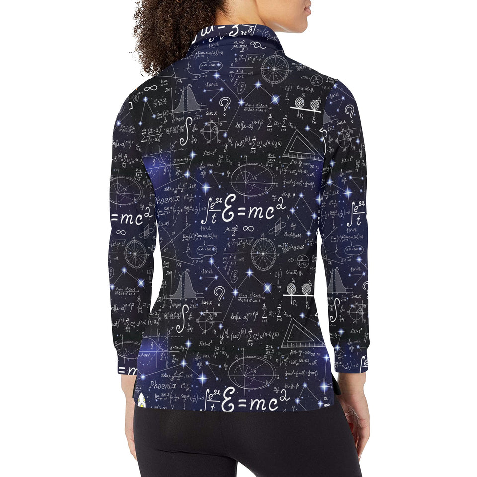 Math Pattern Print Design 02 Women's Long Sleeve Polo Shirt