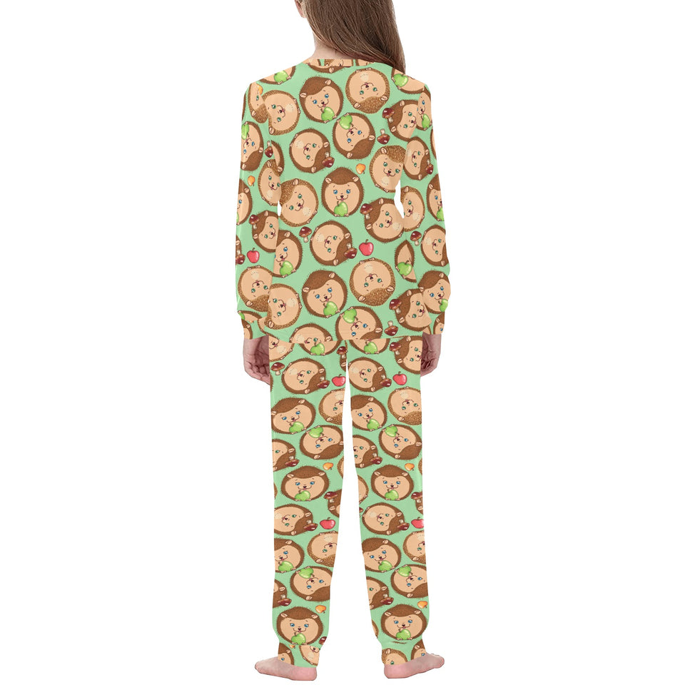 Hedgehog Pattern Print Design 01 Kids' Boys' Girls' All Over Print Pajama Set