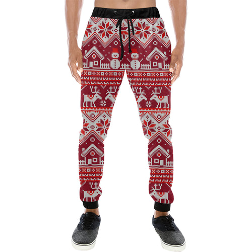 Snowman Sweater Printed Pattern Unisex Casual Sweatpants