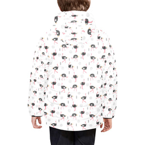 Ostrich Pattern Print Design 02 Kids' Boys' Girls' Padded Hooded Jacket