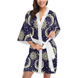 Moon Tribal Pattern Women's Short Kimono Robe